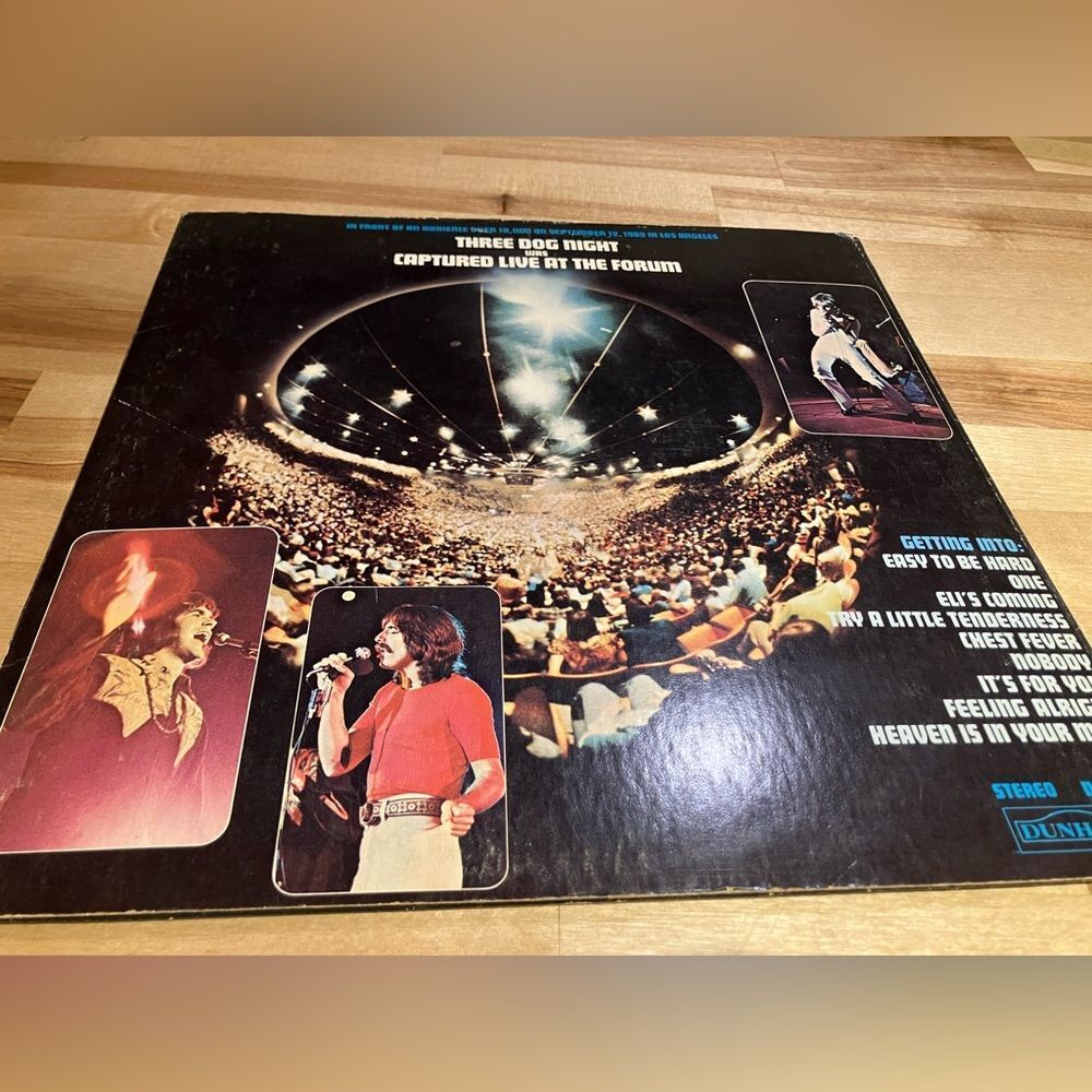 Three Dog Night vinyl record, Live at the Forum album, excellent condition